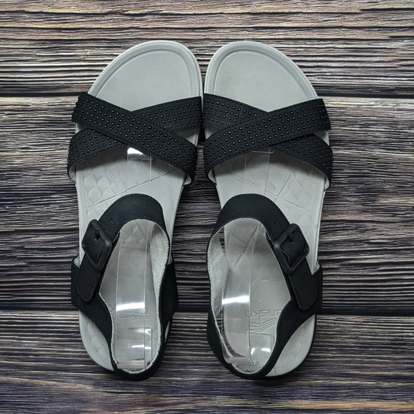 Dansko Cindy Wedge Platform Sandals Studded Black - Picture 4 of 7